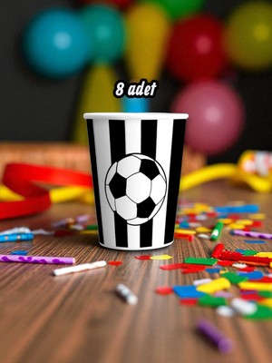 8 Adet Beyaz Siyah Temalı Bardak - Doğum Günü Parti ve Eğlenceli Etkinlikler Için