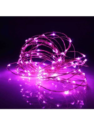 Borayris Solar Güneş Enerjili Peri LED 7 Metre 50 LED -8 Fonksiyonlu Pembe