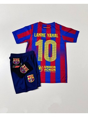 Maharet F.c B.a.r.c.e.l.o.n.a 2025/26 Yeni Sezon Lamine Yamal Çocuk Forması 4'lü Set (Çubuklu-10) Armalı