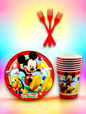 16 Kişilik Sevimli Fare Temalı Tek Kullanımlık Servis Seti