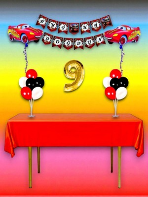 Cars Temalı 9 Yaş Doğum Günü ve Özel Etkinlik Mega Kombin Seti
