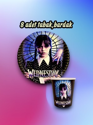 8 Kişilik Wednesday Temalı Parti Seti - Doğum Günü ve Özel Kutlamalar Için