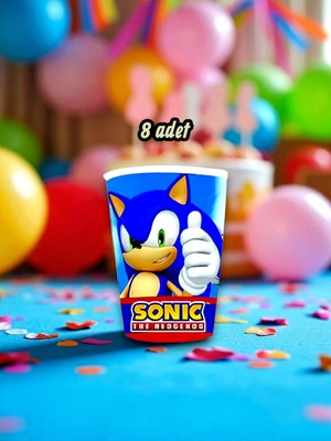 8 Adet Sonic Temalı Bardak - Doğum Günü Parti ve Eğlenceli Etkinlikler Için