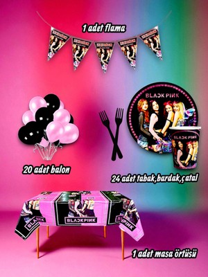 24 Kişilik Blackpink Temalı Mini Set - Doğum Günü Parti ve Eğlenceli Etkinlikler Için