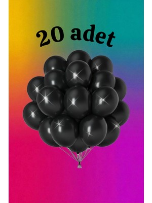 20 Adet Siyah Renk Balon Seti - Doğum Günü Parti ve Eğlenceli Etkinlikler Için