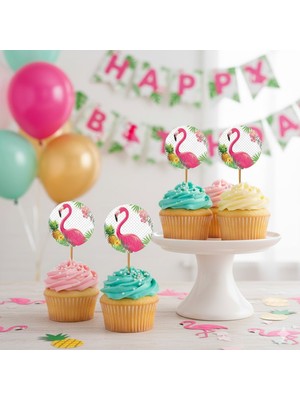 32 Adet Flamingo Temalı Kürdan Seti / Ikramlık Süsü (32 Adet)
