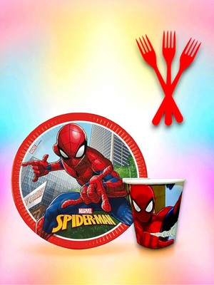 24 Kişilik Örümcek Adam Temalı Tek Kullanımlık Servis Seti