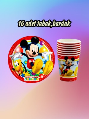 16 Kişilik Mickey Mouse Temalı Parti Seti - Doğum Günü ve Özel Kutlamalar Için