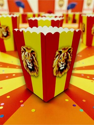 16 Kişilik Sarı Kırmızı Taraftar Temalı Mısır Kutusu / Ikramlık Kutusu (16 Adet)