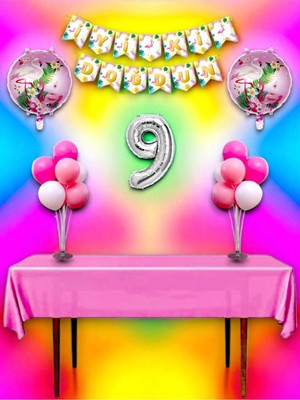 Flamingo Temalı 9 Yaş Doğum Günü ve Özel Etkinlik Mega Kombin Seti