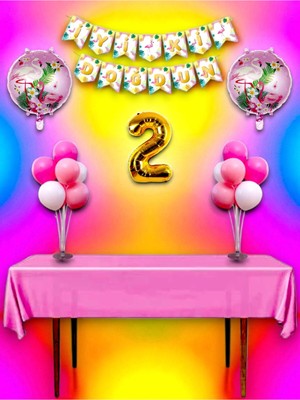 Flamingo Temalı 2 Yaş Doğum Günü ve Özel Etkinlik Mega Kombin Seti