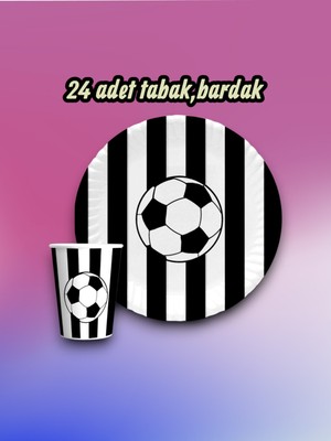 24 Kişilik Siyah Beyaz Taraftar Parti Seti - Doğum Günü ve Maç Günü Kutlamaları Için