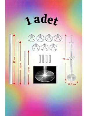 1 Adet 7'li Balon Standı - Masaüstü Balon Tutucu Seti