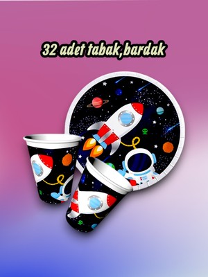 32 Kişilik Uzay Temalı Parti Seti - Doğum Günü ve Özel Kutlamalar Için