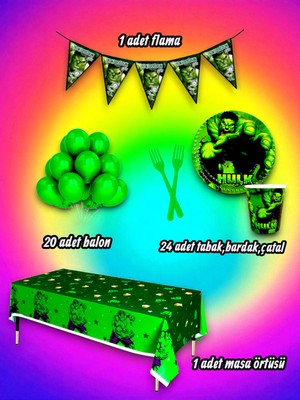 24 Kişilik Hulk Temalı Mini Set - Doğum Günü Parti ve Eğlenceli Etkinlikler Için