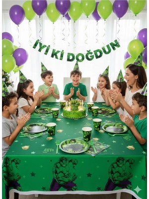 Hulk Temalı Parti Seti (8 Kişilik Servis + Dekorasyon)