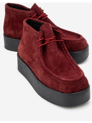 Luvi Melıa Bordo Süet Hakiki Deri Kadın Bilekte Bot