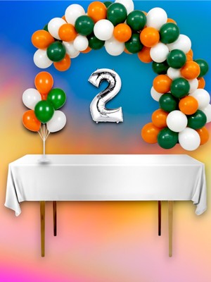 Yeşil, Beyaz ve Turuncu Renk Konsept Balon Kemer Mega Seti