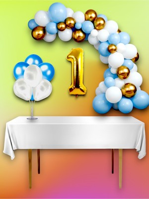 Mavi ve Metalik Konsept Balon Kemer Mega Seti