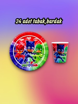 24 Kişilik Pijamask Temalı Parti Seti - Doğum Günü ve Özel Kutlamalar Için
