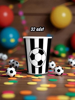 32 Adet Beyaz Siyah Temalı Bardak - Doğum Günü Parti ve Eğlenceli Etkinlikler Için