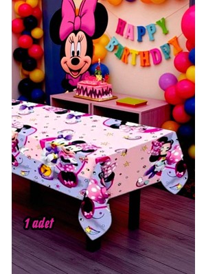 1 Adet Minnie Temalı Masa Örtüsü - Parti ve Kutlamalar Için Masa Örtüsü