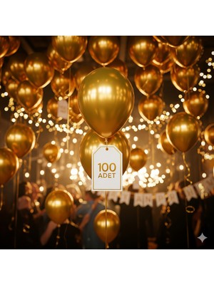 100 Adet Gold (Altın) Balon Seti – Zarif Mini Parti ve Köşe Dekoru