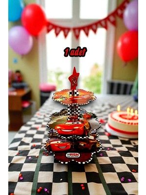 1 Adet Cars Temalı Kek Standı - Parti ve Kutlamalar Için Kek Sunumluk