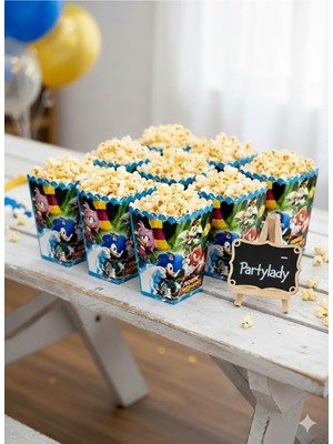 24 Kişilik Sonic Temalı Mısır Kutusu / Ikramlık Kutusu (24 Adet)