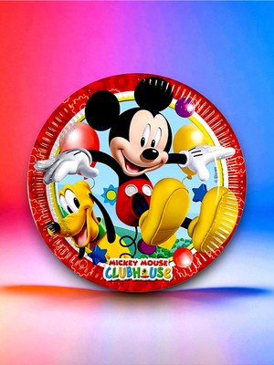 24 Kişilik Sevimli Fare Temalı Tek Kullanımlık Tabak (24 Adet)