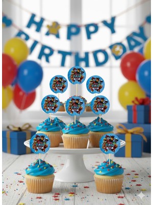 16 Adet Paw Patrol Temalı Kürdan Seti / Ikramlık Süsü (16 Adet)