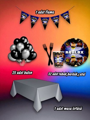 32 Kişilik Roblox Temalı Mini Set - Doğum Günü Parti ve Eğlenceli Etkinlikler Için