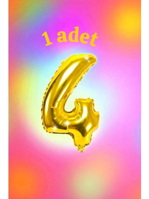 1 Adet Gold Renk 4 Sayı Balonu - Doğum Günü Parti ve Eğlenceli Etkinlikler Için