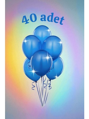 40 Adet Mavi Renk Balon Seti - Doğum Günü Parti ve Eğlenceli Etkinlikler Için