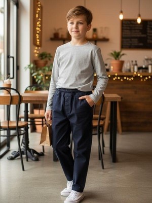Zekids Erkek Çocuk Esnek Kumaş Beli Lastikli Pantolon