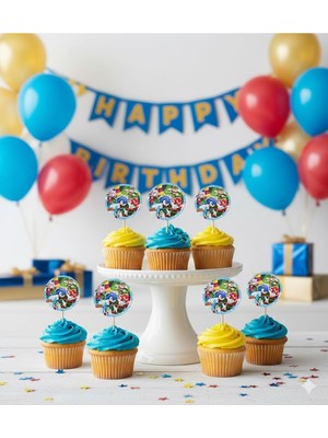 8 Adet Sonic Temalı Kürdan Seti / Ikramlık Süsü (8 Adet)