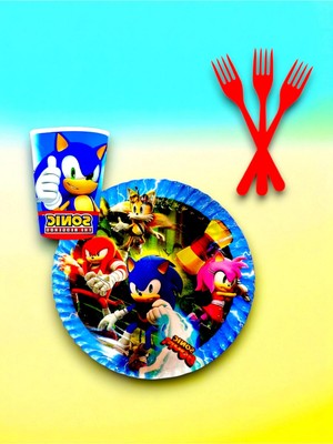 24 Kişilik Sonic Temalı Tek Kullanımlık Servis Seti