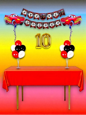 Cars Temalı 10 Yaş Doğum Günü ve Özel Etkinlik Mega Kombin Seti