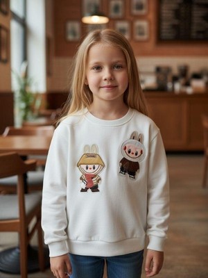 Zekids Kız Çocuk Pamuklu Karakter Işlemeli Sweatshirt