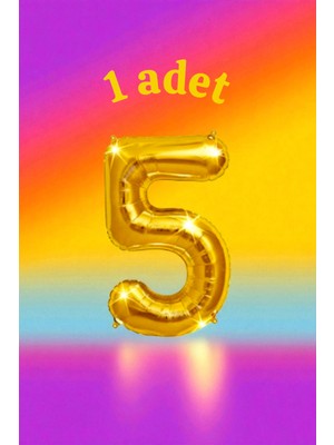 1 Adet Gold Renk 5 Sayı Balonu - Doğum Günü Parti ve Eğlenceli Etkinlikler Için