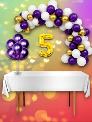 Mor ve Metalik Konsept Balon Kemer Mega Seti