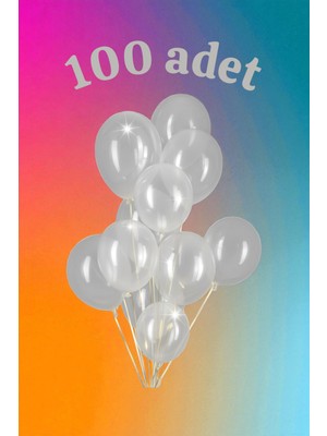 100 Adet Şeffaf Beyaz Renk Balon Seti - Doğum Günü Parti ve Eğlenceli Etkinlikler Için