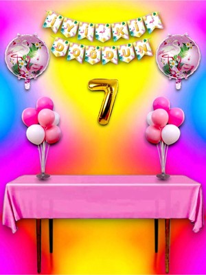 Flamingo Temalı 7 Yaş Doğum Günü ve Özel Etkinlik Mega Kombin Seti