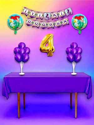 Denizkızı Temalı 4 Yaş Doğum Günü ve Özel Etkinlik Mega Kombin Seti