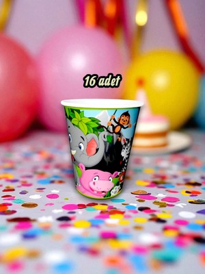 16 Adet Safari Temalı Bardak - Doğum Günü Parti ve Eğlenceli Etkinlikler Için