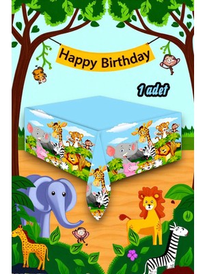 1 Adet Safari Temalı Masa Örtüsü - Parti ve Kutlamalar Için Masa Örtüsü