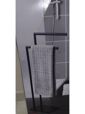 GBMOTİON Siyah, Çelik Ayaklı Havlu Askılığı – Çift Kollu, Modern Tasarım, Banyo ve Mutfak Için