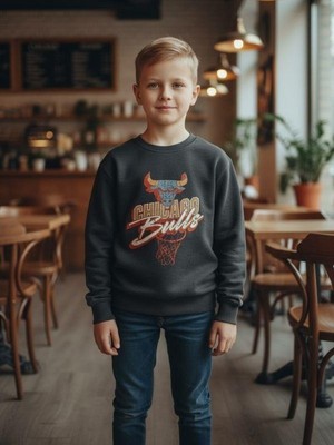 Zekids Erkek Çocuk Chicago Bulls Yazılı Tasarım Sweatshirt