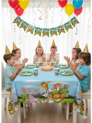 Safari Temalı Parti Seti (8 Kişilik Servis + Dekorasyon)