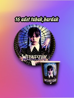 16 Kişilik Wednesday Temalı Parti Seti - Doğum Günü ve Özel Kutlamalar Için